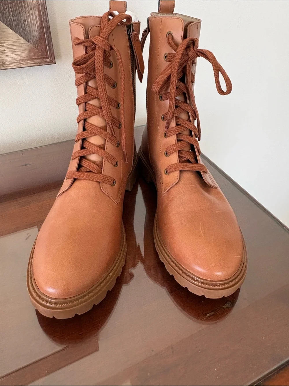 Boden boots NWOB size 41 (9.5) lace up boots lug sole, brown leather